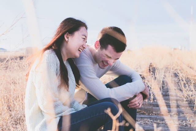 happy couple laughing